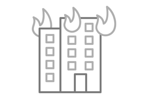 Building Fire Greyscale Line Icon: Essential Asset for Clear Communication