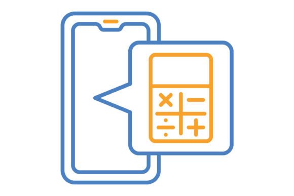 Calculator Blue & Orange Line Icon: A Modern Design Asset