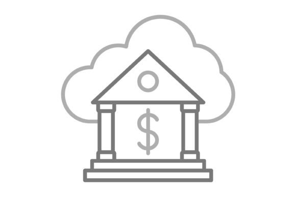 Cloud Banking Greyscale Line Icon: Versatility in Every Vector
