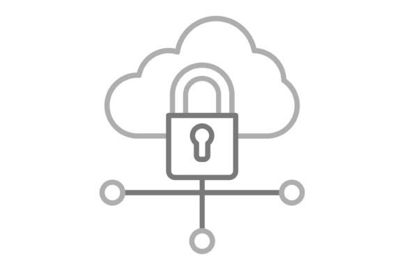 Cloud Lock Greyscale Line Icon: A Versatile Visual for Security