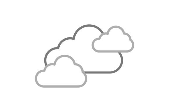 Clouds Greyscale Line Icon: A Clean, Modern Design Asset