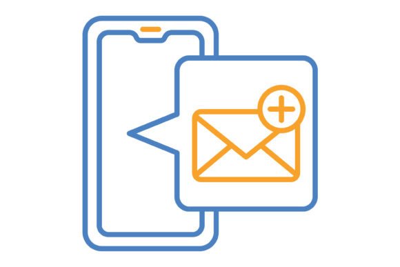 Email Blue & Orange Line Icon: Versatile Design Asset