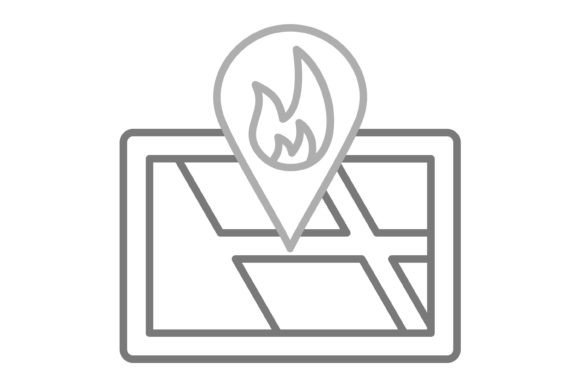 Fire Location Greyscale Line Icon: A Versatile Asset for Modern Design