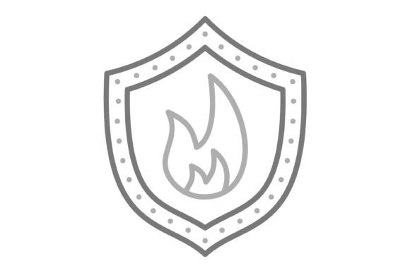 Fire Shield Greyscale Line Icon: A Modern Symbol for Secure Branding
