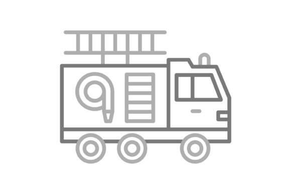 Fire Truck Greyscale Line Icon: A Versatile Asset for Modern Design