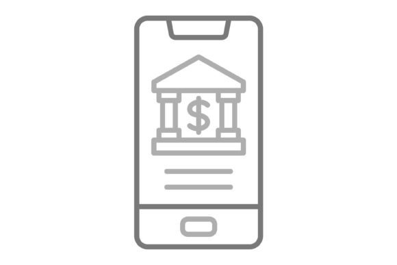 Mobile Banking Greyscale Line Icon: A Modern Design Essential