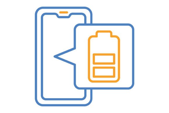 Practical Design Solutions: The Battery Blue & Orange Line Icon Set