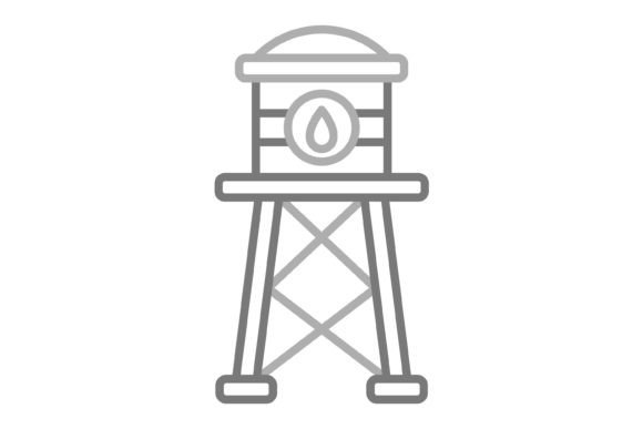 Water Tower Greyscale Line Icon: A Designer's Practical Asset