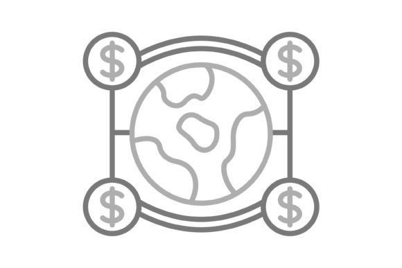World Financial Greyscale Line Icon: A Design Essential